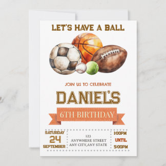 Carte Tous les sports Anniversaire d'un garçon Ballon
