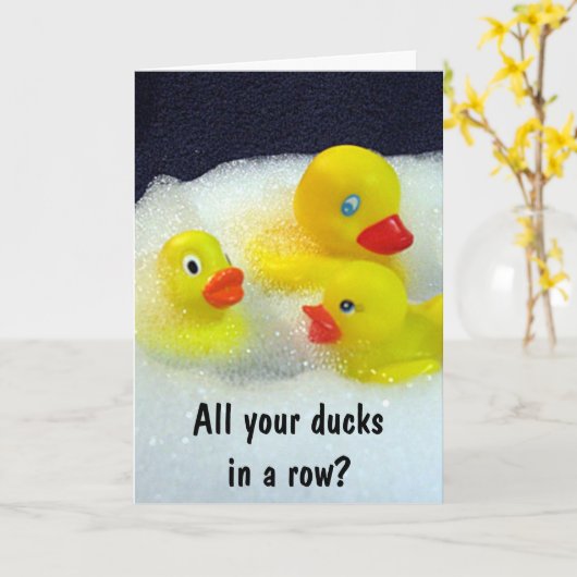 CARTE TOUS VOS CANARDS DANS UN BÉBÉ ROW FÉLICITATIONS (Fleur jaune)