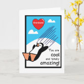 Carte Tous vos petits-fils Cool Valentine Penguin (Fleur jaune)