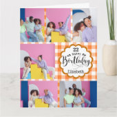 Carte Tout âge Feminine Orange 7 Photo Collage Anniversa (Devant)