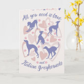 Carte Tout ce dont vous avez besoin est d'amour lévrier  (Fleur jaune)