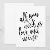 Carte Tout ce dont vous avez besoin est l'amour et le vi (Devant / Derrière)