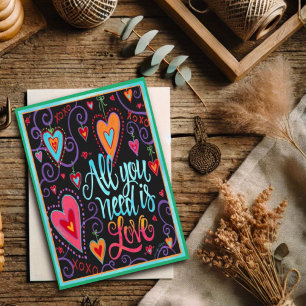 Carte Tout ce dont vous avez besoin est l'amour Fun Vale