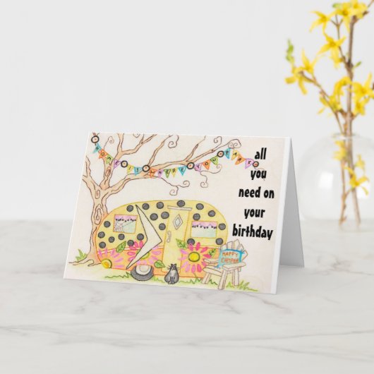 CARTE TOUT CE DONT VOUS AVEZ BESOIN EST L'AMOUR/UN CAMPE (Fleur jaune)