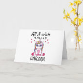 Carte Tout ce que je souhaite est une licorne (Fleur jaune)