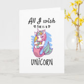 Carte Tout ce que je souhaite est une licorne (Fleur jaune)