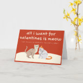 Carte Tout ce que je veux pour les valentines c'est miow (Fleur jaune)