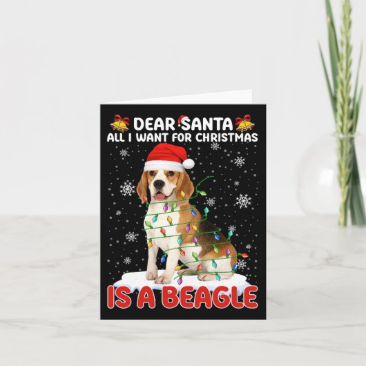 Carte Tout Ce Que Je Veux Pour Noël Est Beagle Santa Hat (Devant)