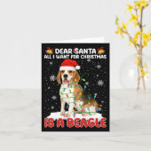 Carte Tout Ce Que Je Veux Pour Noël Est Beagle Santa Hat (Fleur jaune)