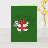 Carte Tout ce que je veux pour Noël est Ewe Funny Sheep  (Fleur jaune)