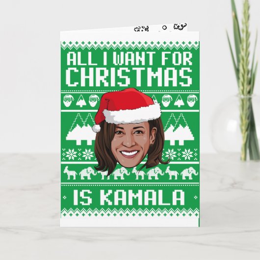 Carte Tout ce que je veux pour Noël est Kamala (Devant)