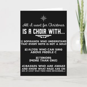 Carte Tout ce que je veux pour Noël est un chœur avec de