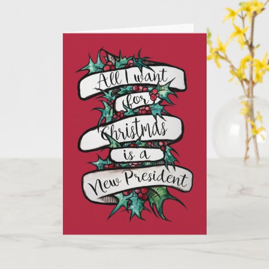 Carte Tout ce que je veux pour Noël est un nouveau prési (Fleur jaune)