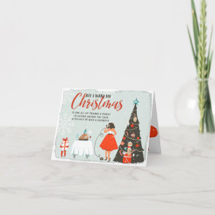 Carte Tout ce que je veux pour Noël Vacances Famille e