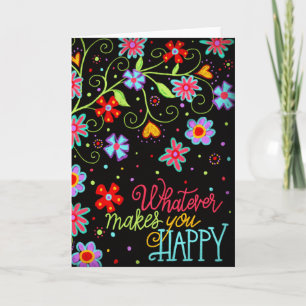 Carte 'Tout ce qui vous rend heureux' Floral noir amusan