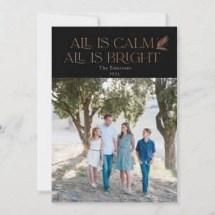 Carte Tout est calme Tout est lumineux Noël Photo Noir