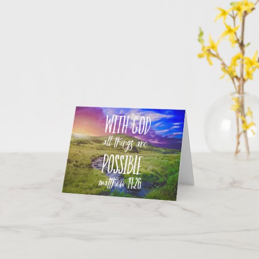 Carte Tout est possible Bible Verse Écriture (Fleur jaune)