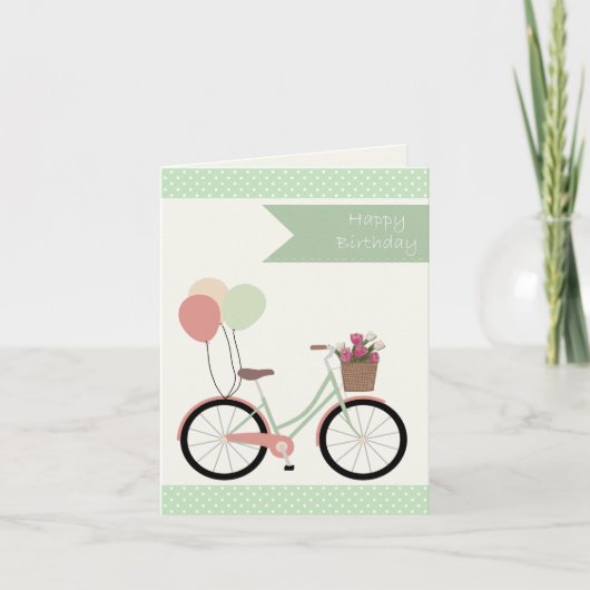 Carte Tout le bien à l'anniversaire bicyclette (Devant)