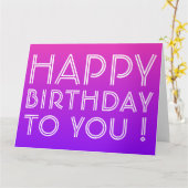 Carte Tout nom éditable Joyeux Anniversaire Rose Violet (Fleur jaune)