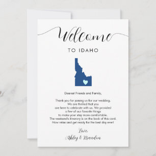 Carte Toute couleur Idaho Mariage Bienvenue lettre Itiné