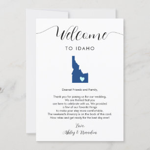 Carte Toute couleur Idaho Mariage Bienvenue lettre Itiné