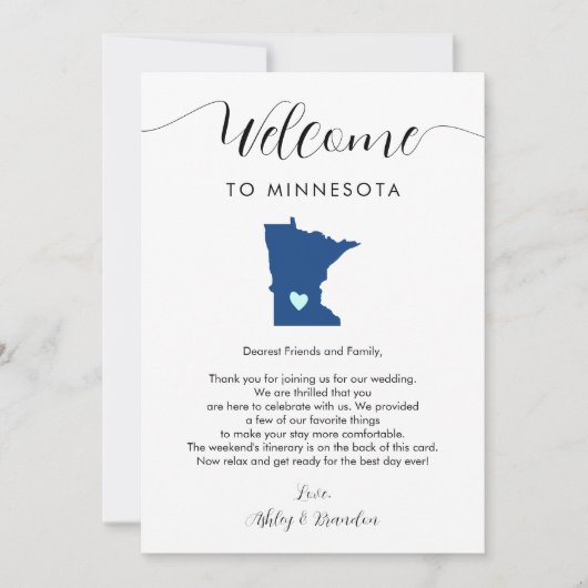 Carte Toute couleur Minnesota Mariage Itinéraire de bien (Devant)