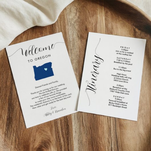 Carte Toute couleur Oregon Mariage Itinéraire de bienven