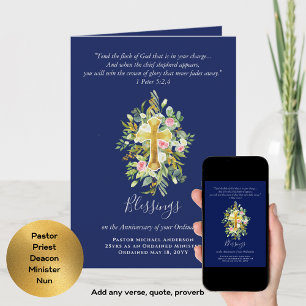 Carte TOUTE ORDINATION ANNIVERSAIRE Prêtre Pasteur Minis