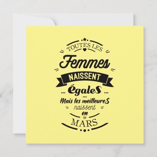 Carte Toutes les femmes naissent égales - Mars (Devant)