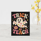 Carte Trace Ou Enseigner Mignonne Ghost Enseignant Hallo (Fleur jaune)