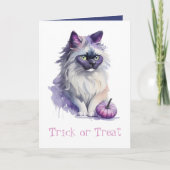 Carte Trace ou traitement Halloween aquarelle birman cha (Devant)