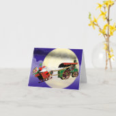 Carte tracteur à vapeur père Noël (Fleur jaune)