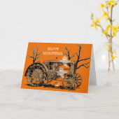 CARTE TRACTEUR AGRICOLE ANTIQUE HALLOWEEN GHOST FERME CI (Fleur jaune)