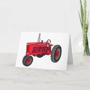 Carte Tracteur rouge vintage