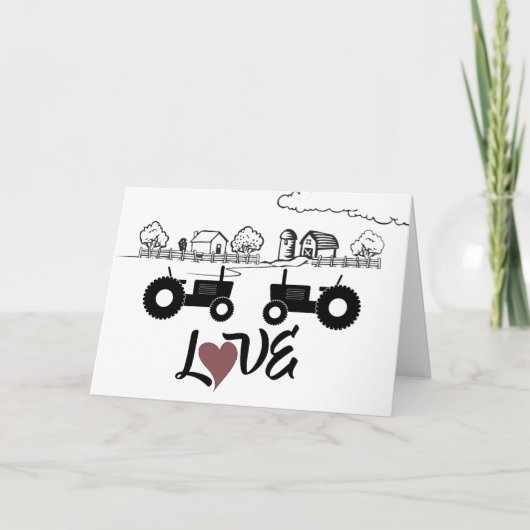 Carte Tracteurs Silhouette et Ferme ~ Couple en AMOUR (Devant)