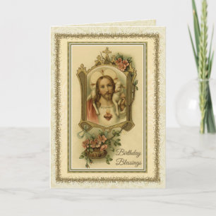 Carte traditionnelle catholique d'anniversaire Jés