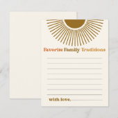 Carte Traditions familiales préférées minimes du soleil (Devant / Derrière)