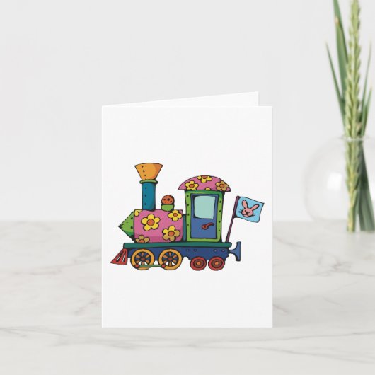 Carte Train à fleurs de jouets (Devant)
