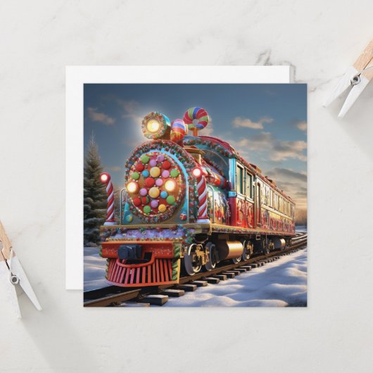 Carte Train à sucreries de Noël (Devant/Arrière en situation)
