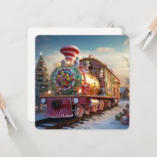 Carte Train à sucreries de Noël (Devant/Arrière en situation)