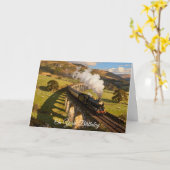 Carte Train à vapeur sur viaduc (Fleur jaune)