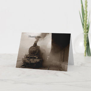 Carte Train à vapeur vintage chemin de fer noir Voyage