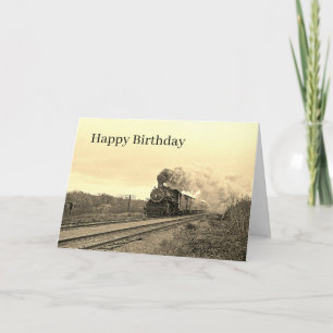 Carte Train à vapeur vintage ferroviaire noir voyage