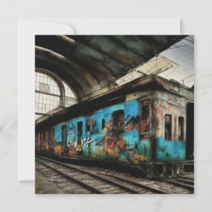 Carte Train abandonné avec graffitis Art de rue urbain