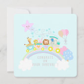 Carte Train Animaux Bleus (Devant)