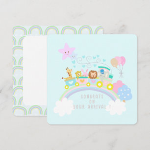 Carte Train Animaux Bleus