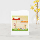 Carte Train baby shower avec Animaux et Parapluie (Fleur jaune)