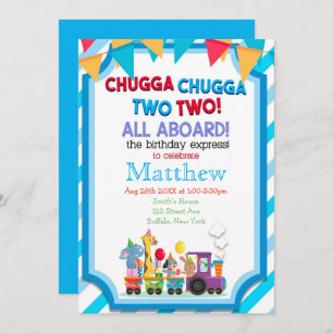 Carte Train coloré 2e fête d'anniversaire