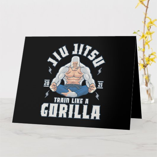 Carte Train comme Gorilla BJJ Jiu Jitsu brésilien Jiu Ji (Fleur jaune)