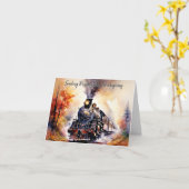 Carte Train d'automne coutume Thanksgiving salut (Fleur jaune)